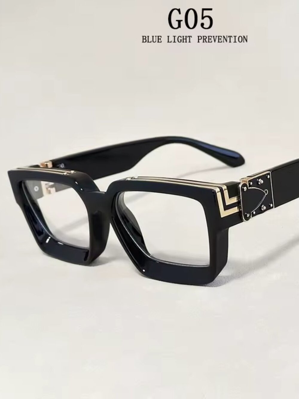 Luxury Brand Designer Square Sunglasses Silver Gold Men